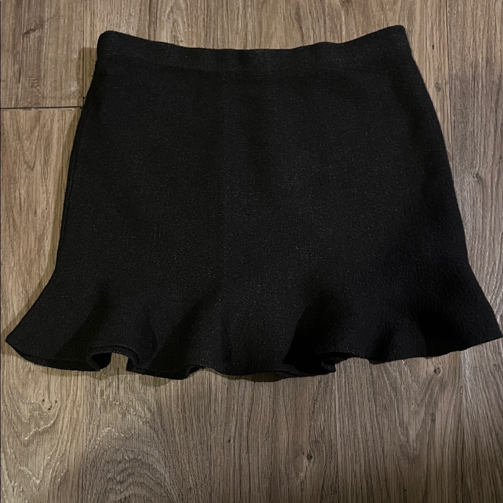 Zara Black Knit Flounce Hem Skirt
